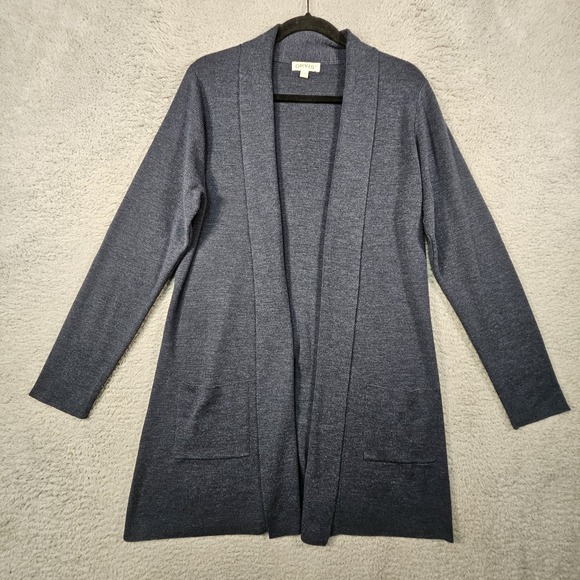 Orvis Blue Women's Merino Wool Cardigan Sweater - Picture 2 of 14